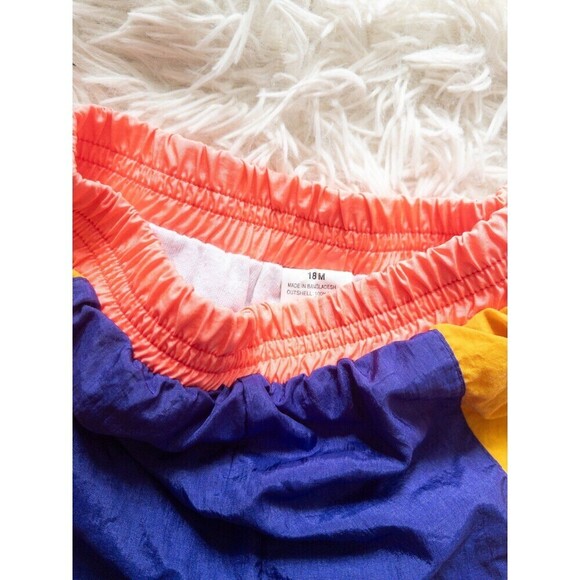 Baby Girls Wind Breaker Track Suit Pants in Neon Pink Mustard Yellow and Purple - Picture 4 of 5